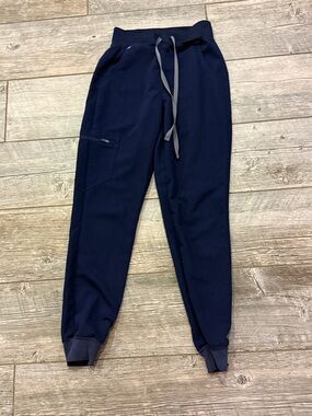 Figs Navy Drawstring Jogger Pants with Gray Ties